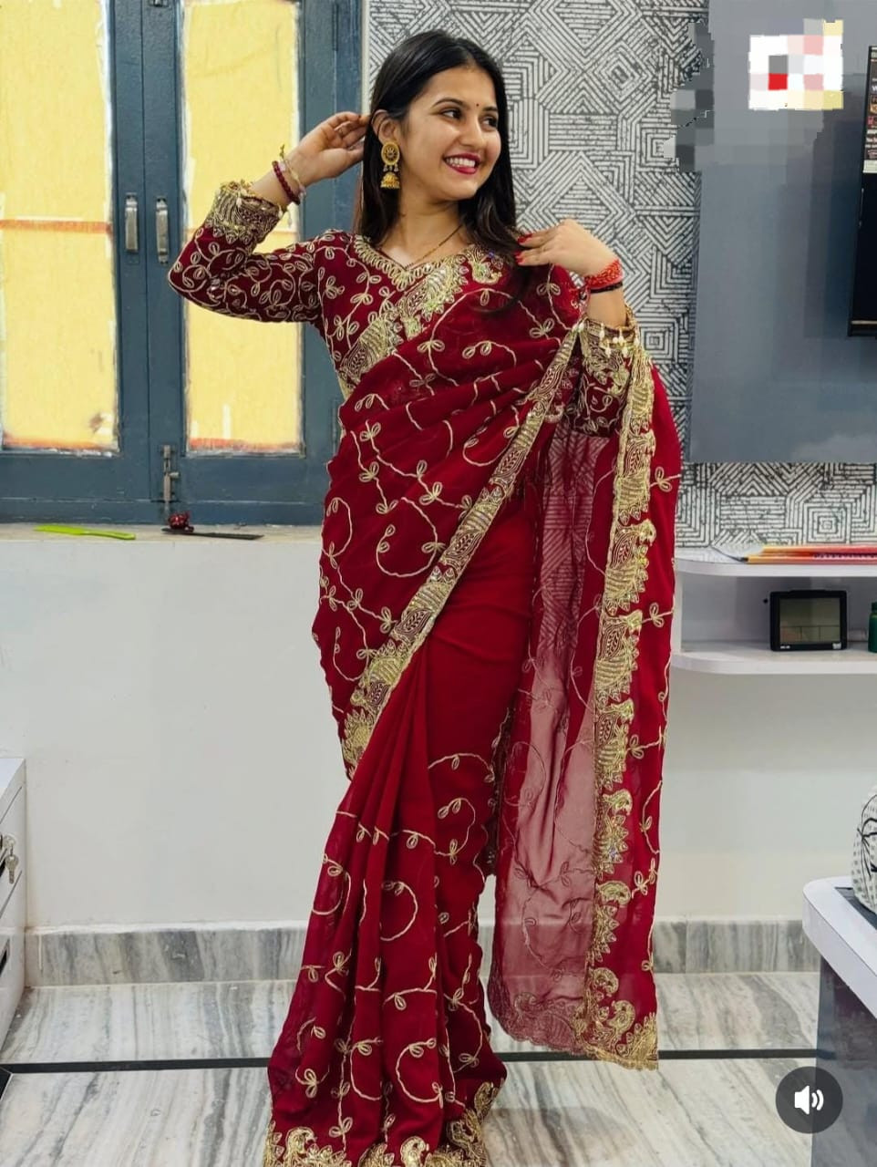 Saree With Stitched Blouse